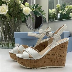 Prada White Cork Bianco Donna 17’ Wedges